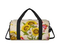 Bee Sunflower_1018433518 - Bolsa deportiva con compartimento para zapatos, bolsas de fin de semana, viajes, gimnasio, organizador de equipaje para mujeres, hombres, niños y niñas