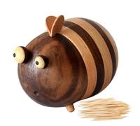 Bee Toothpick Holder | 9x6.5x6.5cm Bee Decor Toothpicks Box, Wear-resistant Decorative Storage Organizer, Exquisite Craftsmanship Wooden Tooth Picks Holder With 150 Pcs Toothpicks, Desk Decor