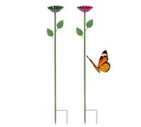 Bee Watering Station - 2 Pieces Flower with Stake Garden Decor | Bird Bath | Bee Drinking Feeder Stake for Garden for Wild Hummingbird Butterfly Outdoor Yard Patio Pathway Lawn Ground