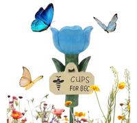 Bee Watering Station, Flower Shaped Resin Garden Feeder, Decorative Outdoor Bee and Hummingbird Water Dish, Durable Weather Resistant Craft Finish, Garden Wildlife Accessory, Backyard Courtyard