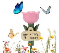 Bee Watering Station, Flower Shaped Resin Garden Feeder, Decorative Outdoor Bee and Hummingbird Water Dish, Durable Weather Resistant Craft Finish, Garden Wildlife Accessory, Backyard Courtyard