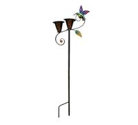 Bee Watering Station - Metal Garden Bath Plate | Ground Stake Feeder | Shallow Water Bowl & Bird Food Tray, Weather Resistant Iron Post, Outdoor Pollinator Decor, for Yard Lawn & Flower Bed