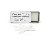 Bee Well Cera de ortodoncia para tiras de aparatos ortopédicos | Cera 100% natural de cera de abeja | Protege y alivia la irritación de soportes y cables | 1 lata reciclable con 24 tiras | Kit