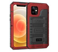 Beeasy Funda para iPhone 12 Mini Impermeable Antigolpes Militar Metálica - IP68 Waterproof Agua Sumergible Acuatica, 360 Grado Completa Protectora, Irrompible Resistente Armor Carcasa, Rojo