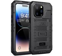 Beeasy Funda para iPhone 14 Pro Impermeable Antigolpes Militar Metálica - IP68 Waterproof Agua Sumergible Acuatica, 360 Grado Completa Protectora, Irrompible Resistente Armor Carcasa, Negro
