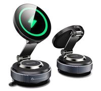 Beeasy para Magsafe Cargador Inalámbrico Coche 15W Carga Rápida, Magnetico Soporte Móvil Coche con Ventosa, Salpicadero Soporte Telefono 360° Rotación para iPhone 17/16/15/14/13/12 Pro MAX, Negro