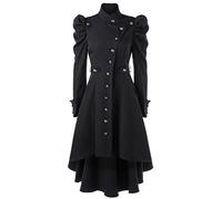 Beebeauty Vestido de mujer retro gótico, Largo abrigo Chaqueta cortavientos Era Vitoria, Negro , M