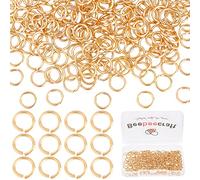 Beebeecraft 1 boîte 300 pièces Anneaux de Saut en Or 18K Plaqué Or Anneaux de Saut Ouverts 5mm pour la Fabrication de Bijoux Collier Porte-Clés Connecteur Jaune