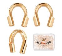 Beebeecraft 1 boîte 300 pièces Fil Guardian en Laiton Plaqué Or 18K en Forme de U Boucles de Protection en Fil Protecteur de Fil pour la Fabrication de Bijoux Boucles d'oreilles(Trou : 0.6 mm)