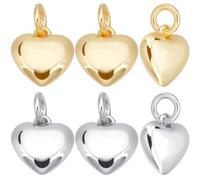 Beebeecraft 1 Caja 10 Piezas Dijes de Corazón de 2 Colores Chapado En Oro 18K Y Platino Puff Pequeña Forma de Amor Colgantes Colgantes de San Valentín con Anillo de Salto para Hacer Joyas