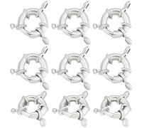 Beebeecraft, 1 Caja, 10 uds., Cierres de Resorte, 925 Cierres de Anillo de Cierre Redondo Chapados En Plata de Ley, Accesorios con 2 Agujeros para Hacer Joyas DIY