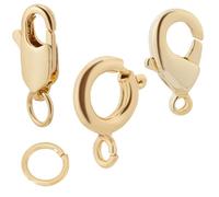 Beebeecraft 1 Caja 18 Piezas 3 Estilos Joyería Cierre de Langosta Chapado En Oro 18K Anillo de Resorte Garra Collar Cierre Reemplazo con 20 Piezas 5 mm Anillo de Salto Abierto para Manualidades DIY