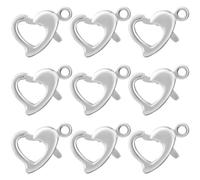 Beebeecraft 1 Caja 30 Piezas Cierres de Langosta En Forma de Corazón 925 Cierres de Pulsera de Joyería con Garra de Langosta de Latón Chapado En Plata de Ley Conector con Anillo de Salto para el
