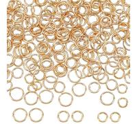 Beebeecraft 1 caja 300 piezas de 3 tamaños de Anillos de Salto Abiertos Chapado En Oro de 18 quilates Marcos de Círculos Pequeños Llavero Eslabones Anillos Conectores para Pulsera Collar