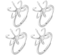 Beebeecraft 1 caja 4 piezas de Configuración de Anillo de Punta Bases de Anillo de Plata 925 cuentas de Latón Chapadas En Plata de Ley Piedra En Blanco Dedo Ajustable 6 garras Accesorios para Hacer