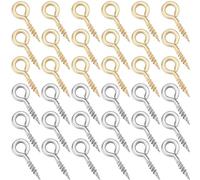 Beebeecraft 1 Caja 400 alfileres de Ojo de Tornillo Pequeños 304 Ojales de Acero Inoxidable de 10 mm Cierres Roscados Ganchos para Cuentas Medio Perforadas Fabricación de Joyas DIY (Oro Plata)