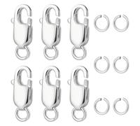 Beebeecraft 1 caja 6 cierres de Garra de Langosta de Plata de Ley con Cierre de Langosta Pulsera con Anillos de 5.(118) in para Hacer Joyas Collares Pulseras Bricolaje (Plata)