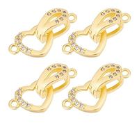 Beebeecraft 1 Caja 6 Unids Corazón Doblar sobre Cierres 18K Chapado En Oro Diamante de Imitación Plegable Extensión Broche Extensores de Pulsera para Fabricación de Collares Joyas