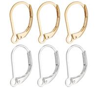 Beebeecraft 1 Caja 60 Piezas Hallazgos de Aretes de Palanca Oro de 24k Y 925 Plata de Ley Ganchos para Aretes con Cierre de 2 Colores Conector de con Clip de Alambre para la Oreja para Hacer