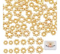 Beebeecraft 1 Caja 90 Piezas 3 4 Cuentas Espaciadoras de Flores de 5 mm Acero Inoxidable Chapado En Oro de 18 quilates Estilo Tibetano Cuentas Sueltas Granuladas Florales Redondas con Orificio
