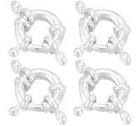 Beebeecraft 1 caja con 12 cierres de Joyería Plateados Anillos de Cierre Redondos Pequeños de 24 x 19.5mm Y 925 ganchos de Presión de Latón Chapado En Plata de Ley con Cierre de Resorte para Collares