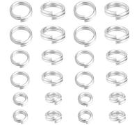 Beebeecraft 1 Caja de 150 Anillas de Doble Bucle de 925mm Chapadas En Plata de Ley Pequeñas Abiertas Redondas con Forma de Llavero Conectores para Hacer Joyas Pulseras Collares Llaveros Manualidades