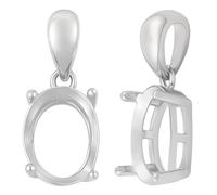 Beebeecraft 1 Caja de 2 Colgantes de Plata de Ley con Base Ovalada En Blanco Soporte de Piedras Preciosas para Hacer Collares (Bandeja: 925mm)