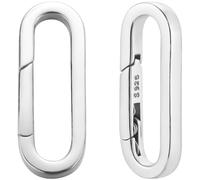 Beebeecraft 1 Caja de 2 Piezas de Anillo Ovalado de Resorte de 925 Pulgadas de Plata Esterlina con Clip de Gatillo Redondo Hebilla de Gancho Cierre de Mosquetón Cierre de Conector Anillos de Puerta