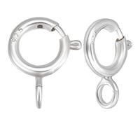 Beebeecraft 1 Caja de 20 Cierres de Anillo de Resorte 925 de Plata de Ley con Resorte para Joyería 7 mm Cierres Redondos Conectores para Collares Pulseras Fabricación de Joyas