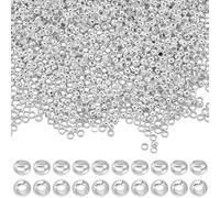 Beebeecraft 1 caja de 2000 cuentas Espaciadoras Pequeñas de 2mm Y 925mm de Latón Chapado En Plata de Ley Redondas Sueltas para Hacer Joyas Pulseras Y Collares