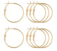 Beebeecraft 1 Caja de 24 Aros para Pendientes Accesorios de Aro Abiertos Redondos Chapados En Oro Real de 18 Quilates para Hacer Joyas Manualidades Accesorios de Arte Creación Regalo de Festival