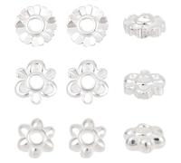 Beebeecraft 1 Caja de 30 Cuentas de Margarita Plateadas S925 de Plata de Ley 3 tamaños Espaciadoras de Flores para Hacer Joyas Pulseras Collares Y Pendientes