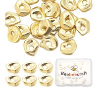 Beebeecraft 1 caja de 40 cuentas Espaciadoras de Pepitas Chapadas En Oro de 14 quilates, Cuentas de Latón Irregulares, Cuentas Sueltas de Metal para Joyería, Manualidades, Collares, Pulseras