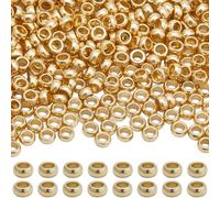 Beebeecraft 1 caja de 500 cuentas de Engarzado Chapadas En Oro de 18 quilates 316 tapones Espaciadores Sueltos de Acero Inoxidable Espaciadores de Tubo de Engarzado Tapas (Agujero: 1.(197) in)