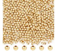 Beebeecraft 1 caja de 500 cuentas redondas huecas de latón chapado en oro de 24 quilates acero inoxidable de 4 mm para la fabricación de joyas DIY pulseras collares y accesorios de bisutería.