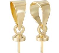 Beebeecraft 1 caja de 60 piezas de Pasador de Ojo Colgantes de Clavija Conector de Clavija de Copa de Latón Chapado En Oro de 18 quilates con Pasador de 0.8 mm para Cuentas Medio Perforadas