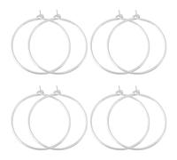 Beebeecraft 1 Caja de 8 Aros para Pendientes con Cuentas de Plata de Ley, Ovalados Abiertos, Redondos, Anillos para Copas de Vino, Accesorios para Pendientes, Suministros para Hacer Joyas