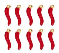 Beebeecraft 10 Abalorios de Chile Enchapados En Oro de 18 Quilates 304 Abalorios de Acero Inoxidable con Esmalte Rojo 3D Abalorios de Cornicello de Cuerno Italiano para Pulseras Pendientes Collares