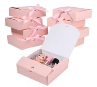 Beebeecraft 10 Juego de Cajas de Regalo de Papel Rosa con Cinta Cuadradas de 6.69 x 6.69 x 1.97cm para Bodas Despedidas de Soltera Graduaciones Cumpleaños Y Damas de Honor