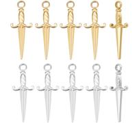 Beebeecraft 10 Pieza de 2 Colores de Dijes de Espada Chapados En Oro de 18 Quilates 201 Espadas Antiguas de Acero Inoxidable Dijes de Marcapáginas para Hacer Joyas Collares Pulseras Manualidades