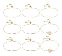 Beebeecraft 10 pulseras ajustables chapadas en oro de 18 quilates con circonita cúbica, pulseras bolo para hacer joyas, suministros de bricolaje