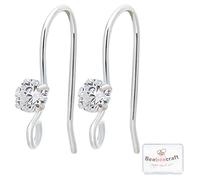 Beebeecraft, 10 Uds., 925 Ganchos para Pendientes de Plata de Ley, Ganchos de Alambre de Oreja Francés con Diamantes de Imitación con Orificio de Bucle Abierto para Mujeres Y Niñas, Pendientes DIY