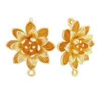 Beebeecraft 10 Uds. Eslabones de Flores 3D Conector de Flores de Latón Chapado En Oro de 18k Conector de Collar de Pulsera Floral con 2 Orificios para Hacer Joyas DIY