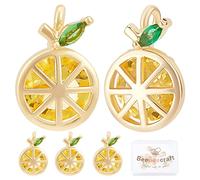 Beebeecraft 10 unids/Caja Dijes de Limón 18K Chapado En Oro Latón Amarillo Fruta Encantos Joyería Hallazgos para DIY Pulsera Collar Fabricación de Pendientes