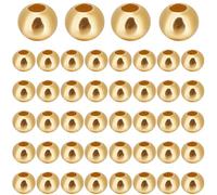 Beebeecraft 100 Pieza de Cuentas Redondas Espaciadoras de Oro Chapadas En Oro de 24 Quilates Plata Esterlina 925 2mm Cuentas de Metal Lisas Sin Costuras Cuentas Sueltas para Hacer Joyas Pulseras