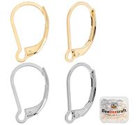 Beebeecraft 100 piezas de ganchos de acero inoxidable chapado en oro de 24 quilates, 16 x 10 mm, intercambiables para hacer joyas (pin: 0.04 pulgadas (1 mm)
