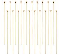 Beebeecraft, 100 unids/Caja, Alfileres de Cabeza de Bola, Alfileres de Ojo de Bola de Latón Chapados En Oro de 18K, Hallazgos de Joyería de 50mm para Fabricación de Abalorios DIY, Cabeza: 2 mm