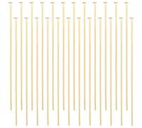 Beebeecraft, 100 unids/Caja, Alfileres de Cabeza Plana, Alfileres Chapados En Oro de 18K, Alfileres de Cabeza de Joyería de 50mm para Pendientes, Abalorios, Artesanía DIY