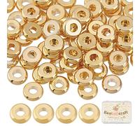 Beebeecraft, 100 unids/Caja, Cuentas Espaciadoras Redondas Planas, Disco Chapado En Oro de 18K, Cuentas Sueltas de 4mm para Hacer Joyas, Pulsera DIY, Pendiente, Collar