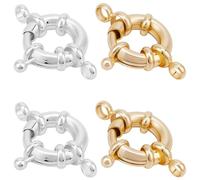 Beebeecraft 12 unidad de Cierre de Resorte de 2 colores Anillo de 24x19.5x5.5mm Latón Chapado En Oro de 14K Y Plata de Ley Conector de Eslabón para Collar con 2 agujeros para la Creación de Joyas